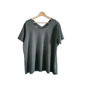 SHAMBHALA Cross Back Keyhole Green Tee - Size XXL